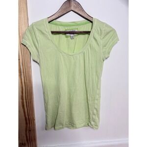 American Eagle Outfitters M Green Favorite T Top Shirt Y2K Preppy Logo Deep Neck